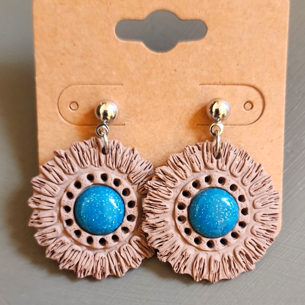 Boho Clay Post Dangle Earrings